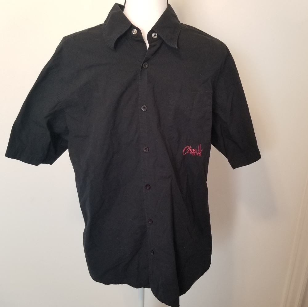 Mens O'Neil Collared Shirt-Black with O'Neil patch
